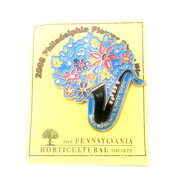 2008 Philadelphia Flower Show Souvenir Pin Jazz It Up! Saxophone Limited Ed 2000 - Picture 1 of 6